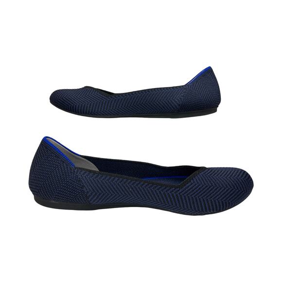 Rothy’s The Flat Women’s 9 Navy Metallic Herringbone Knit Ballet Flats - Picture 4 of 9